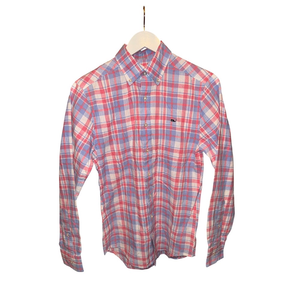 Vineyard Vines Slim Fit Whale Shirt‎ Men's Plaid Button Down Long Sleeve Casual